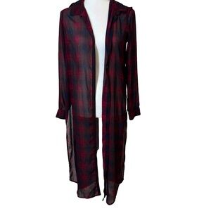 BDG Urban Outfitters Sheer Plaid Longline Cardigan